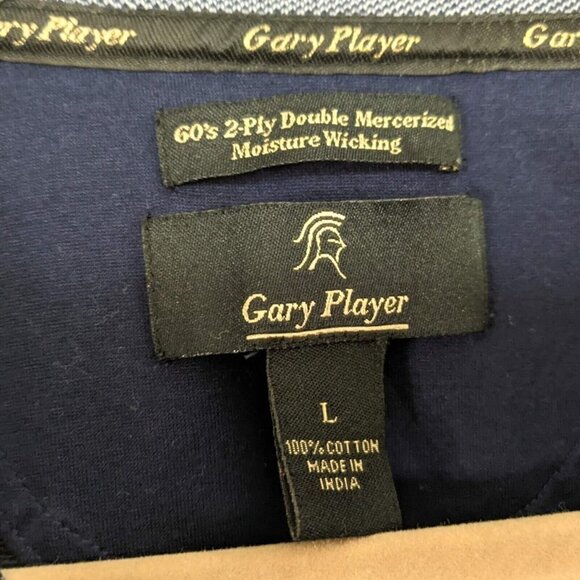 Gary Player Men's Dark Blue 100% Cotton Moisture Wicking Golf Polo Shirt Large - Picture 3 of 6